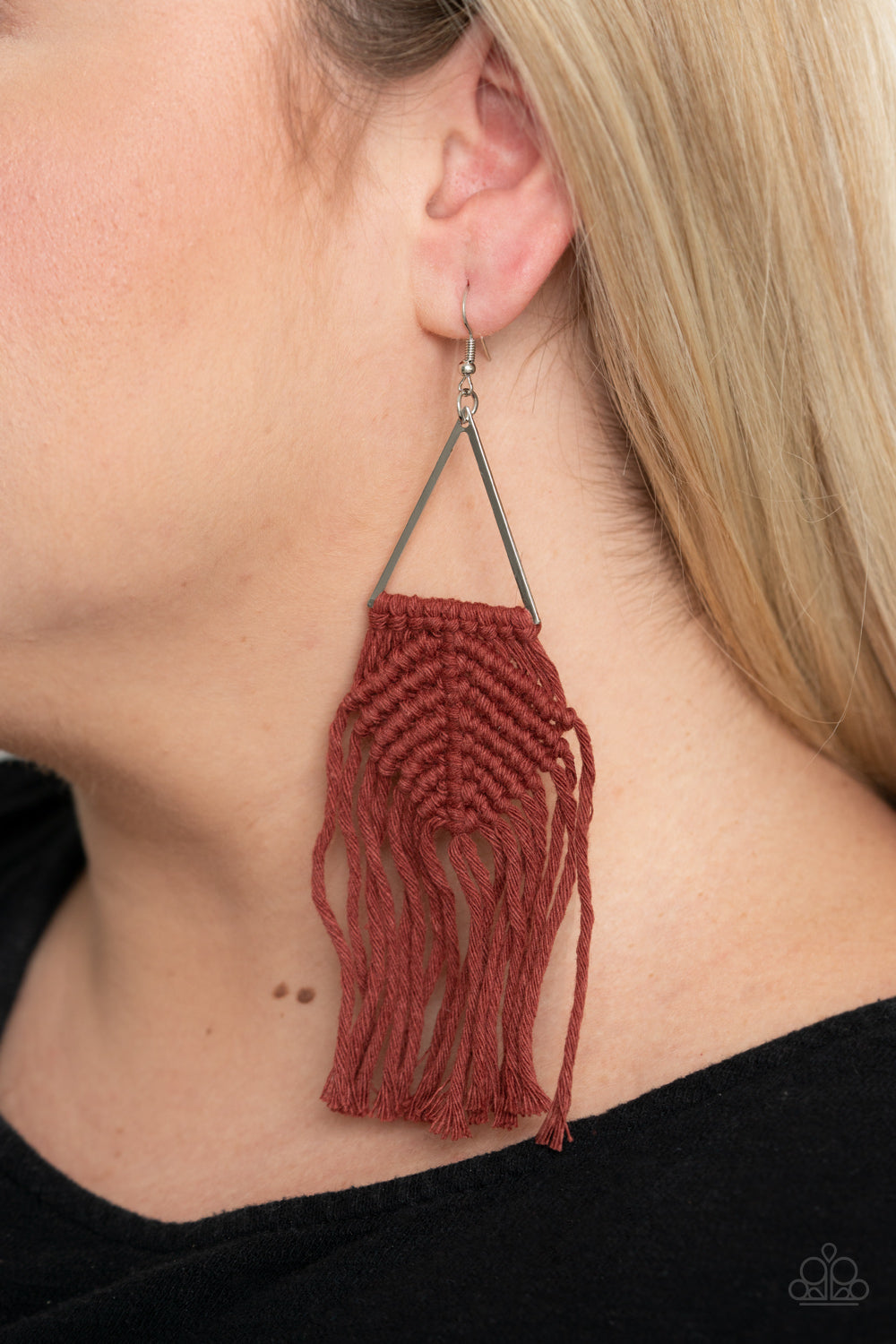 Macrame Jungle - Brown Macrame Earrings Paparazzi Accessories
