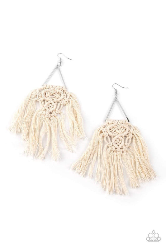 Paparazzi Accessories: Modern Day Macrame - White Earrings