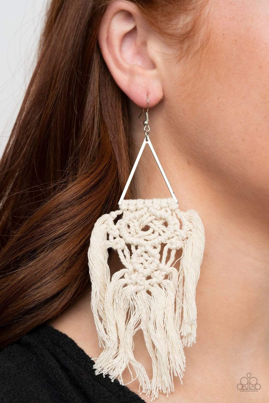 Paparazzi Accessories: Modern Day Macrame - White Earrings