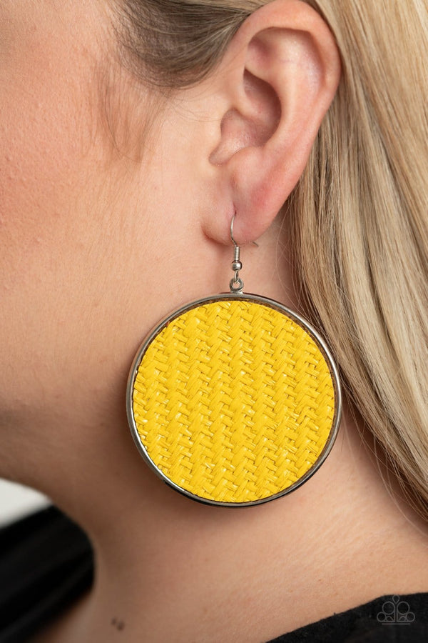 Wonderfully Woven-Yellow Paparazzi Earrings