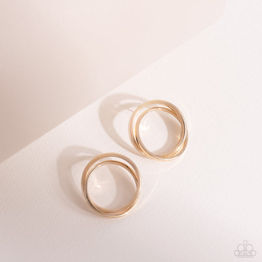 Always In The Loop - Gold Paparazzi Earring