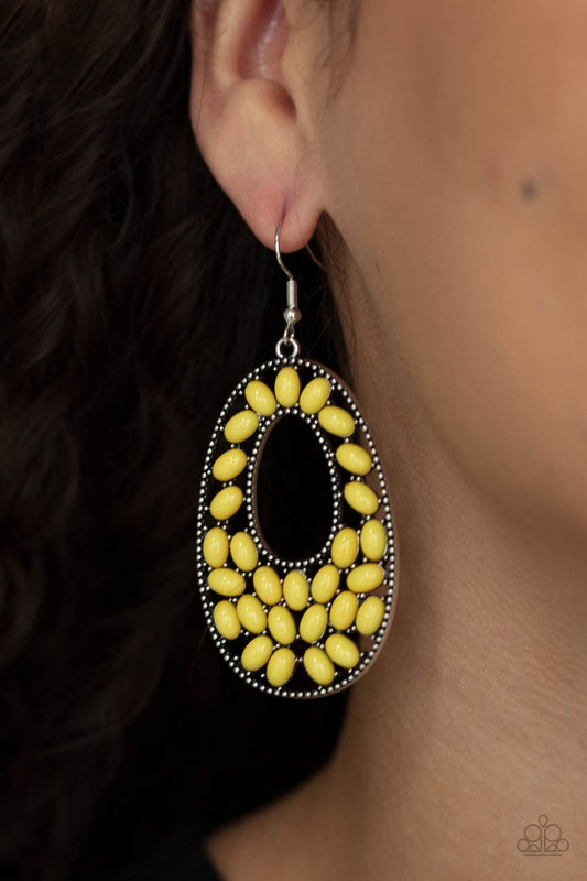 PAPARAZZI "BEADED SHORES" YELLOW EARRINGS