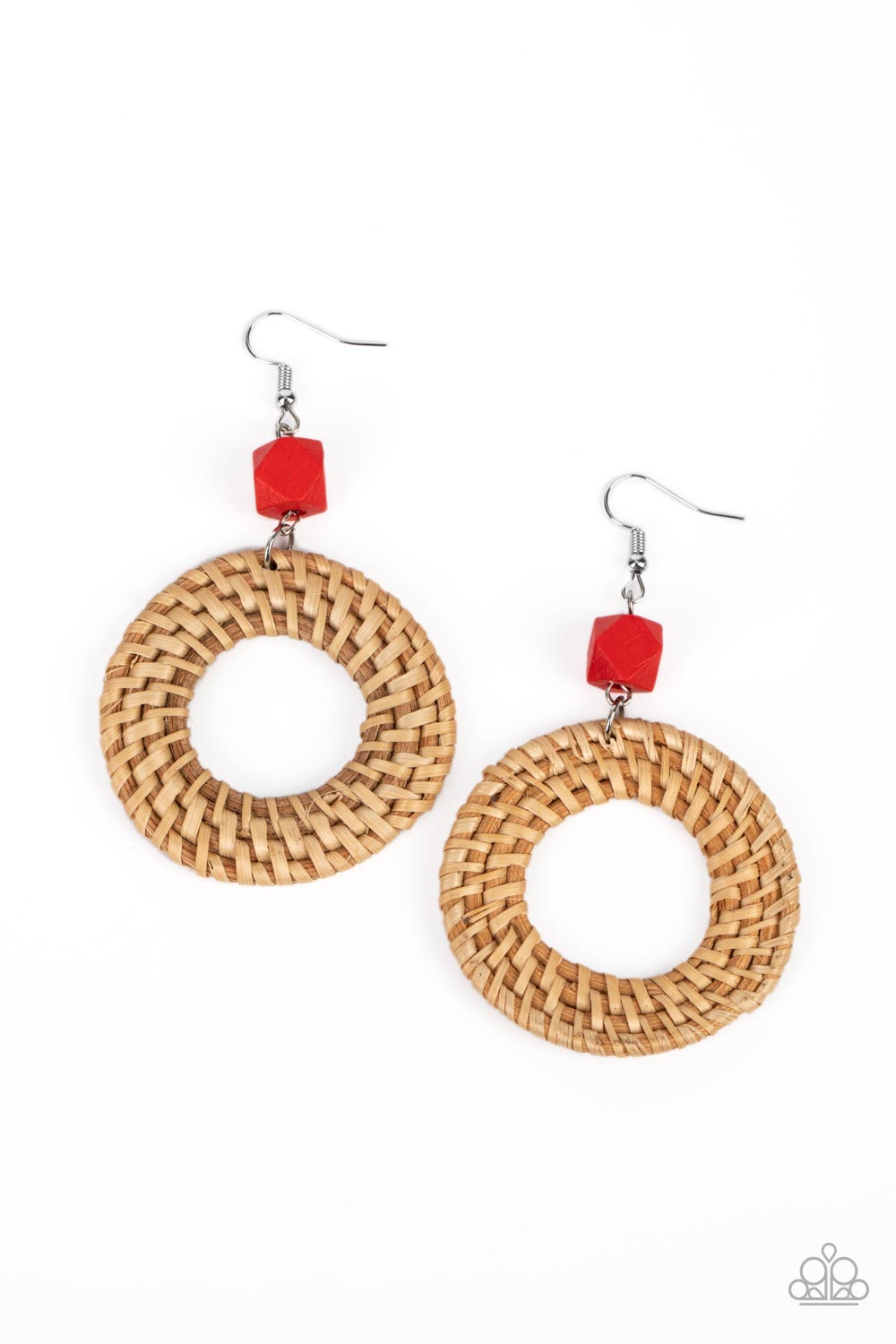 Wildly Wicker - Red Earrings - Paparazzi Accessories