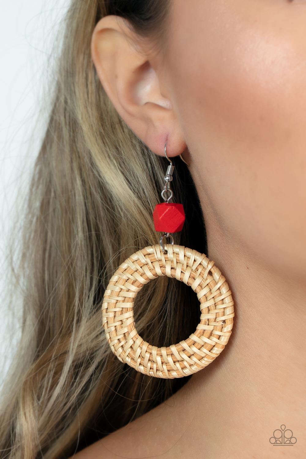 Wildly Wicker - Red Earrings - Paparazzi Accessories