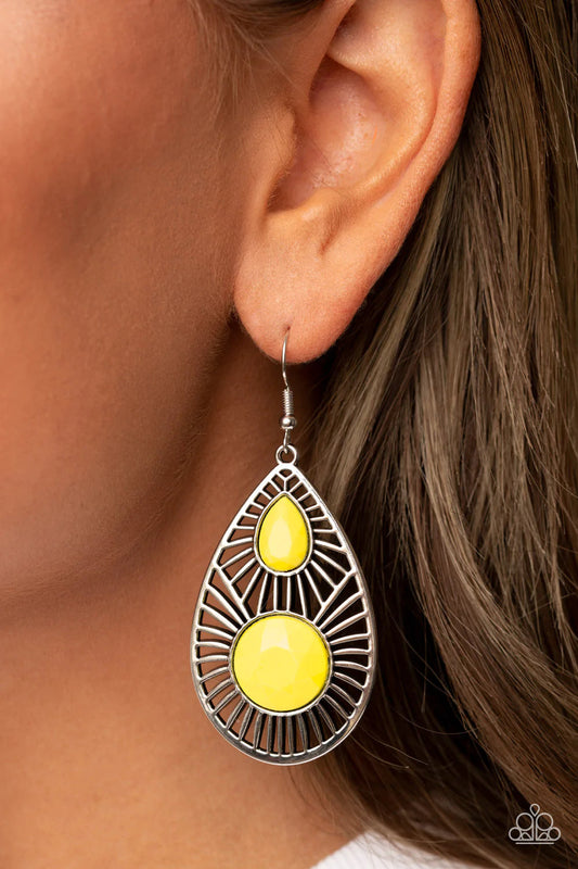 PAPARAZZI "PRIMA DONNA DIVA" YELLOW EARRINGS