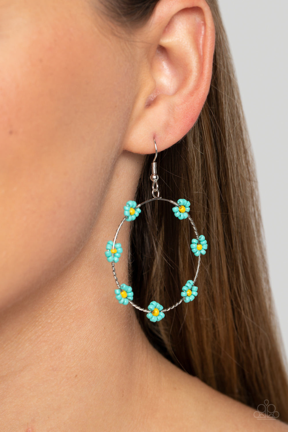 Dainty Daisies - Blue Paparazzi Earring