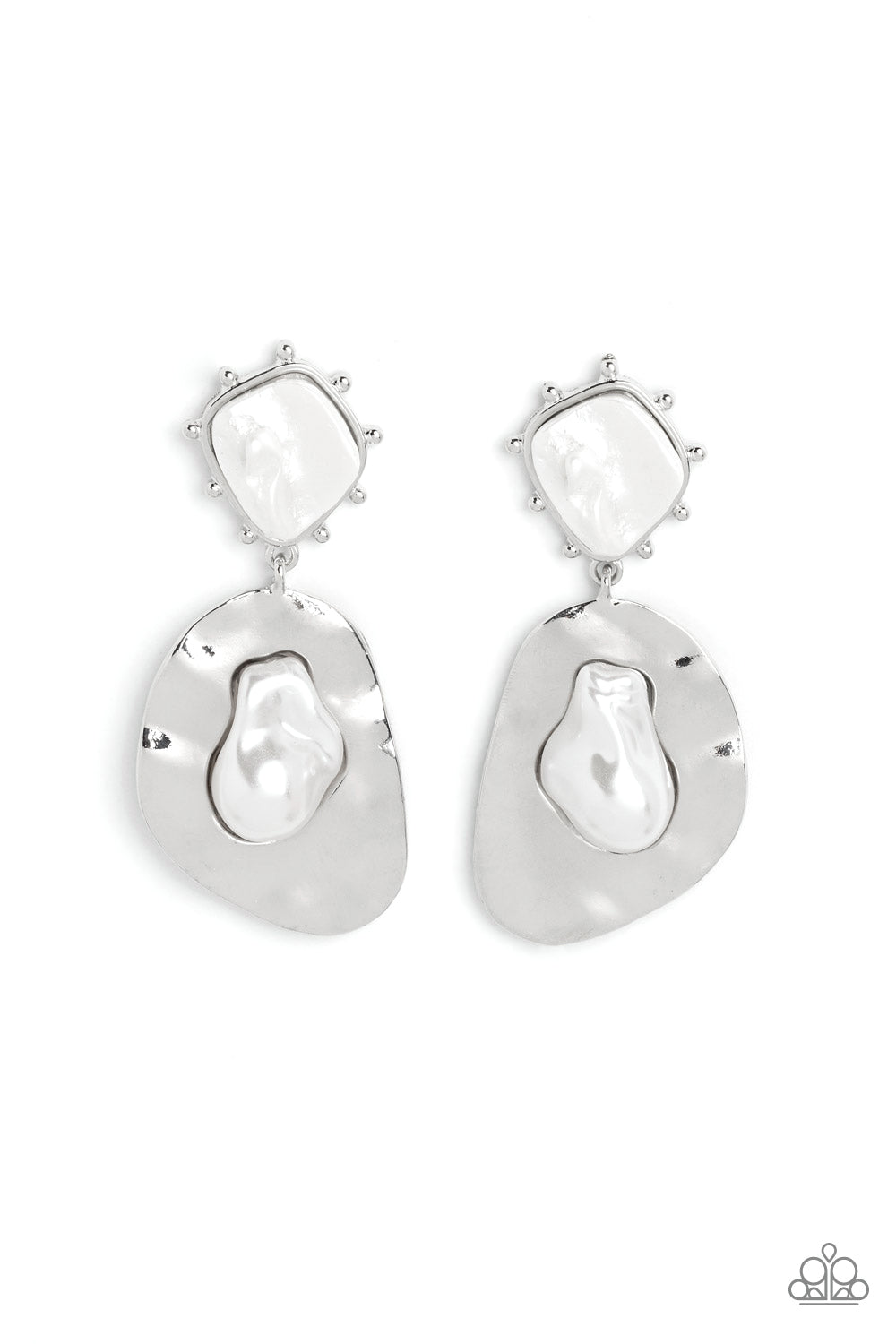 Rippling Rhapsody - White Post Earrings - Paparazzi Accessories