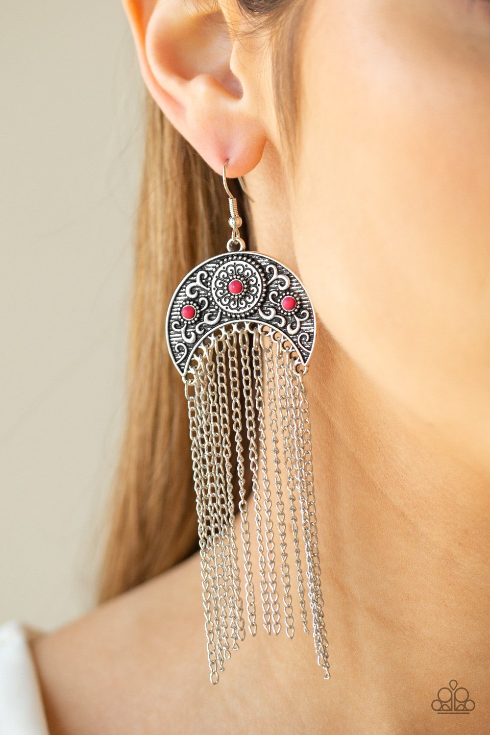Paparazzi Lunar Melody - Pink Earrings