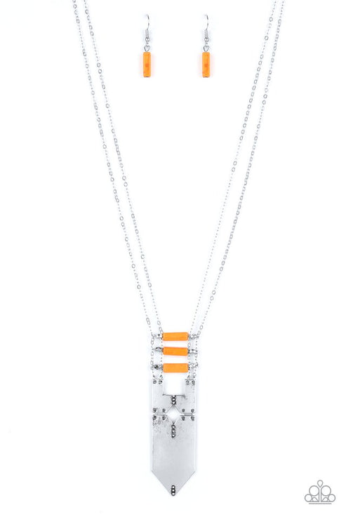 Paparazzi  Triassic Era - Orange  Necklace