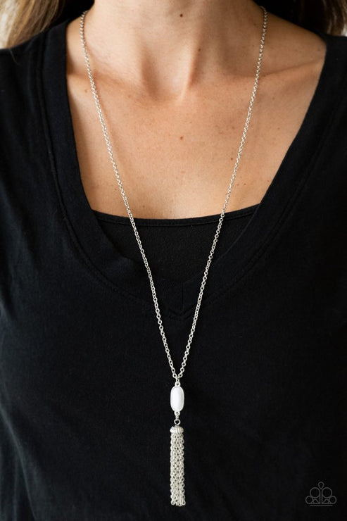 Paparazzi  Tassel Tease - White  Necklace