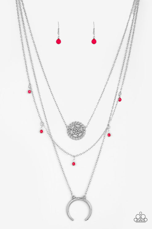 Paparazzi  Lunar Lotus - Pink  Necklace