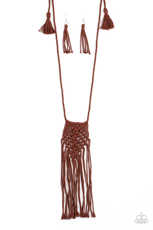 Paparazzi  Macrame Mantra - Brown  Necklace