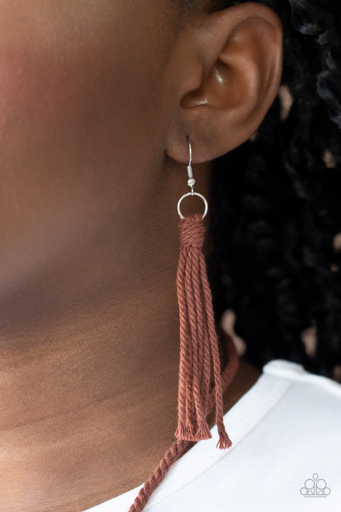 Paparazzi  Macrame Mantra - Brown  Necklace