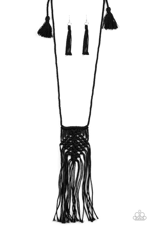 Paparazzi  Macrame Mantra - Black  Necklace
