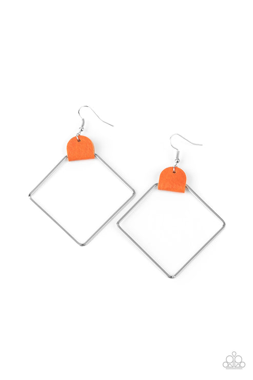 Paparazzi  Friends of a LEATHER - Orange  Earrings