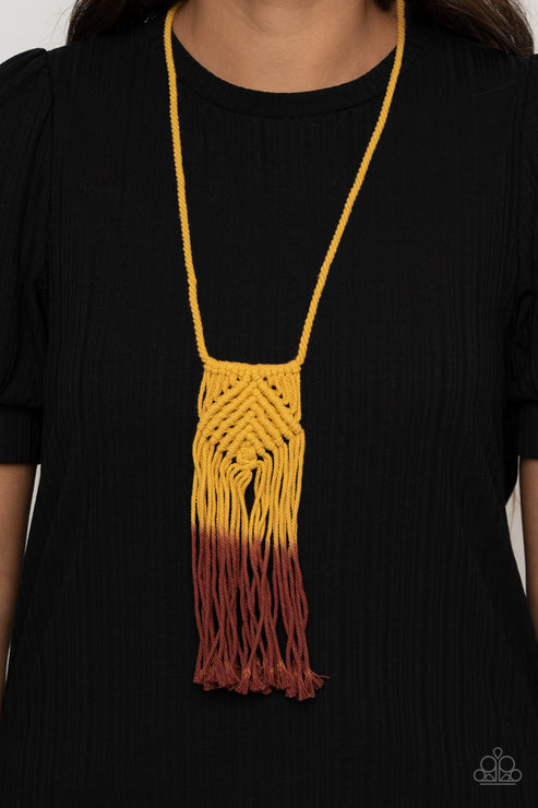 Paparazzi  Look At MACRAME Now - Yellow  Necklace