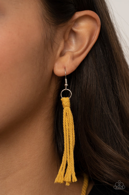 Paparazzi  Look At MACRAME Now - Yellow  Necklace