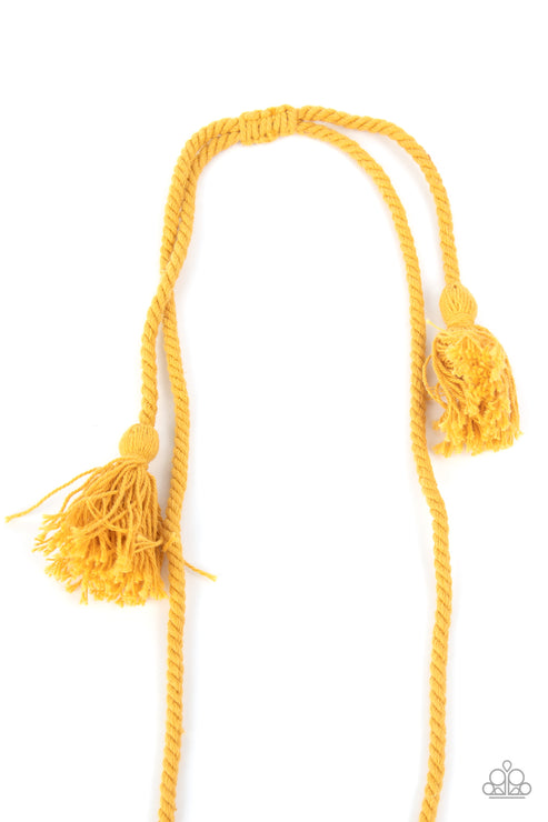 Paparazzi  Look At MACRAME Now - Yellow  Necklace