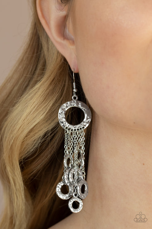 Paparazzi  Right Under Your NOISE - Silver  Earrings
