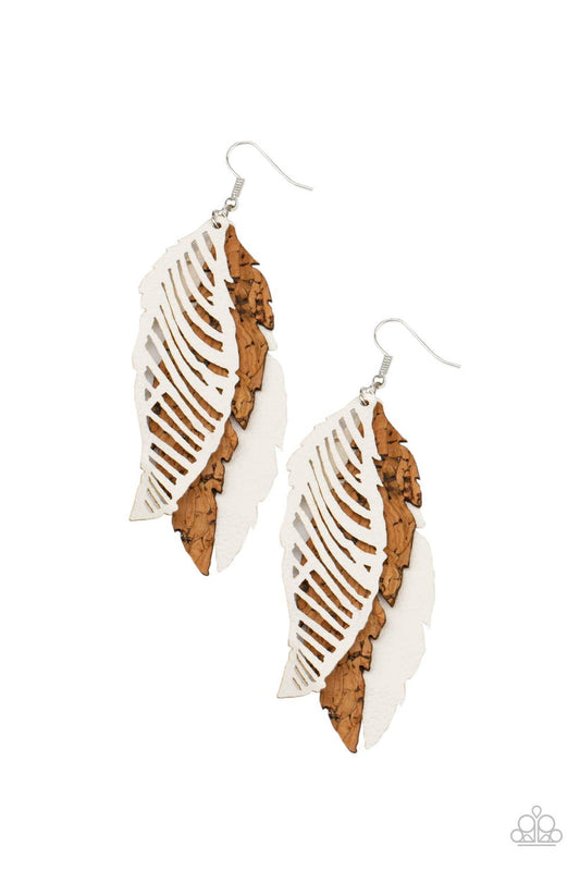 Paparazzi  WINGING Off The Hook - White  Earrings
