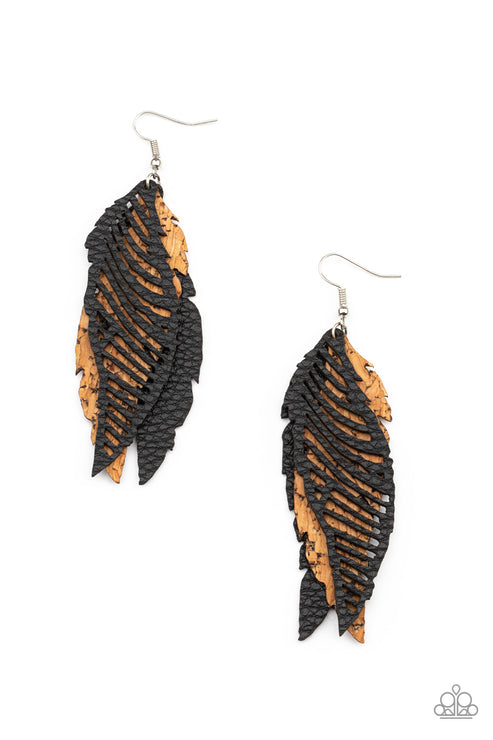 Paparazzi  WINGING Off The Hook - Black  Earrings