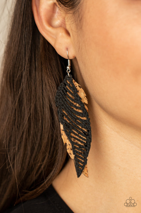 Paparazzi  WINGING Off The Hook - Black  Earrings