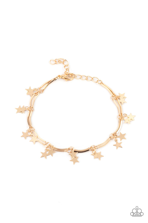 Paparazzi  Little Miss Americana - Gold  Necklace/Paparazzi  Party in the USA - Gold  Bracelet