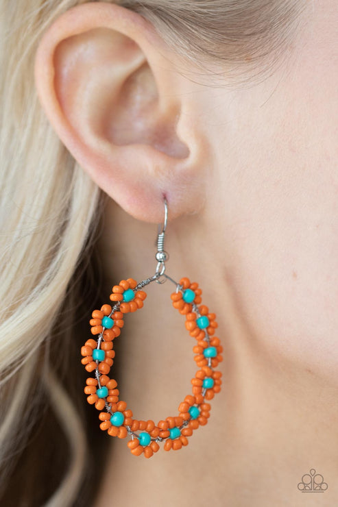 Paparazzi  Festively Flower Child - Orange  Earrings