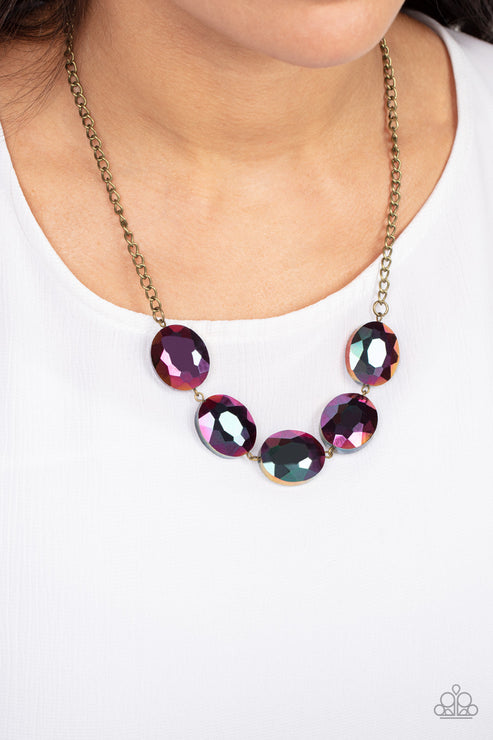 Paparazzi  Cosmic Closeup - Brass  Necklace