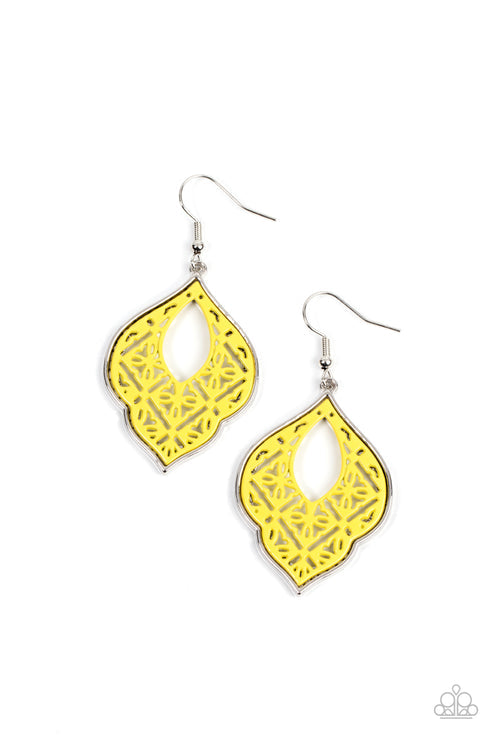 Paparazzi  Thessaly Terrace - Yellow  Earrings