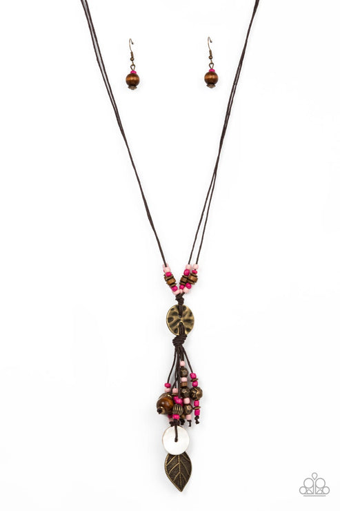 Paparazzi  Knotted Keepsake - Pink  Necklace