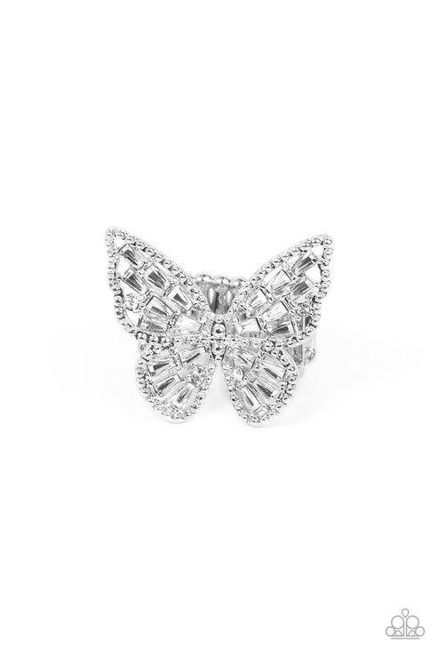 Paparazzi  Bright-Eyed Butterfly - White  Ring