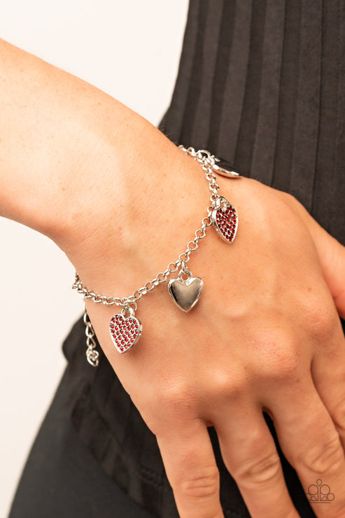 Paparazzi  Lusty Lockets - Red  Bracelet