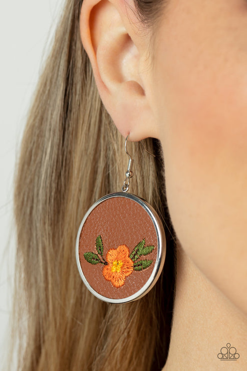 Paparazzi  Prairie Patchwork - Orange  Earrings