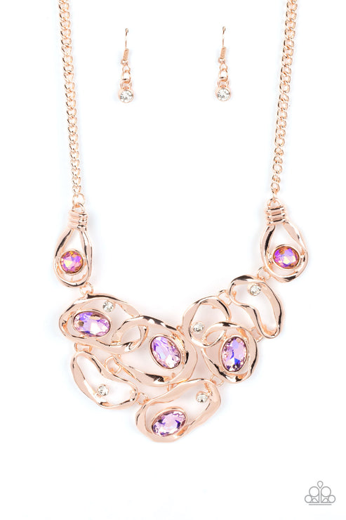 Paparazzi  Warp Speed - Rose Gold  Necklace