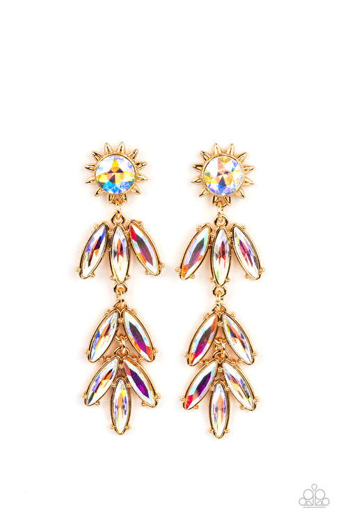 Paparazzi  Space Age Sparkle - Gold  Post Earrings