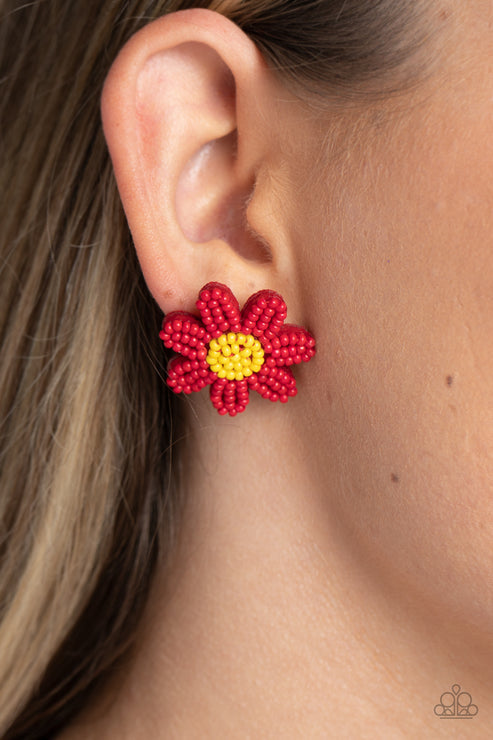 Paparazzi  Sensational Seeds - Red  Post Earrings