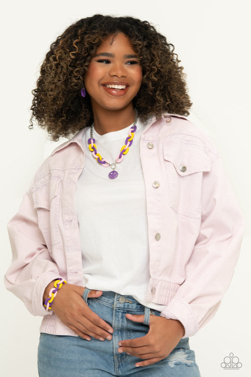 Paparazzi  Speed SMILE - Purple  Necklace/Paparazzi Go the Extra SMILE - Purple  Bracelet