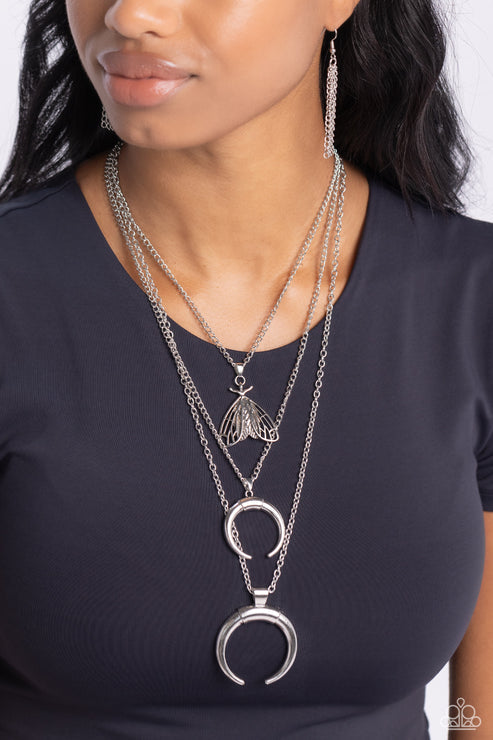 Paparazzi  Moth Medley - Silver  Necklace
