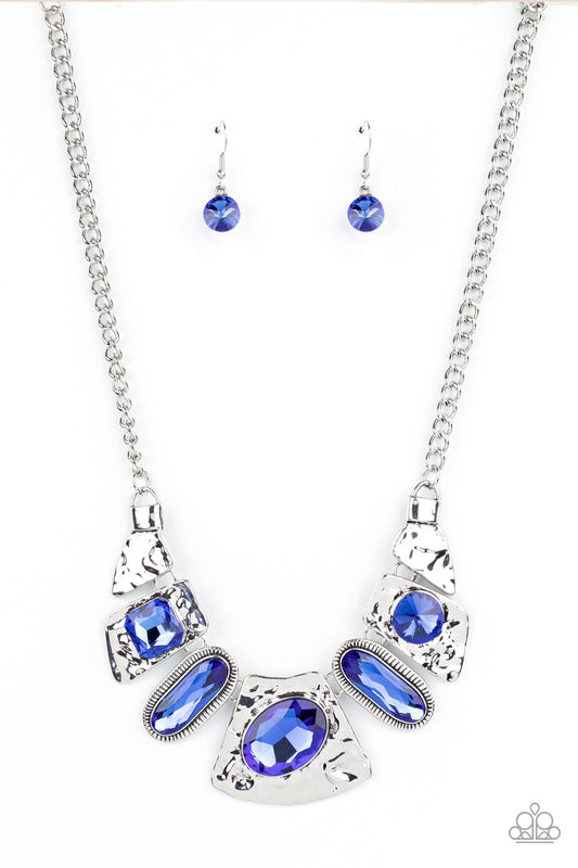 Futuristic Fashionista - Blue Necklace-Paparazzi