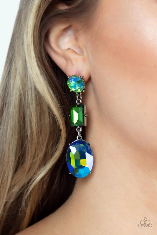 Paparazzi Extra Envious - Green Post Earrings
