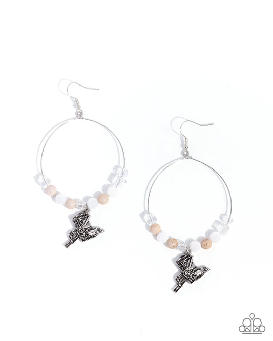 Paparazzi Saddle Showcase - White Earrings