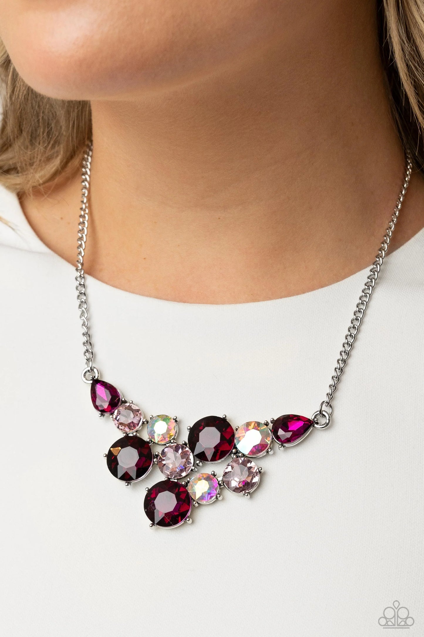 Paparazzi Round Royalty - Pink Necklace/Paparazzi Twinkling Trio - Pink Bracelet