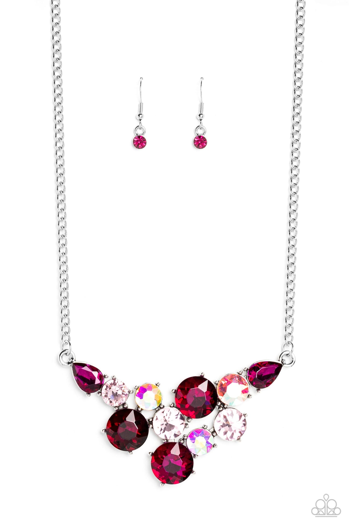 Paparazzi Round Royalty - Pink Necklace/Paparazzi Twinkling Trio - Pink Bracelet