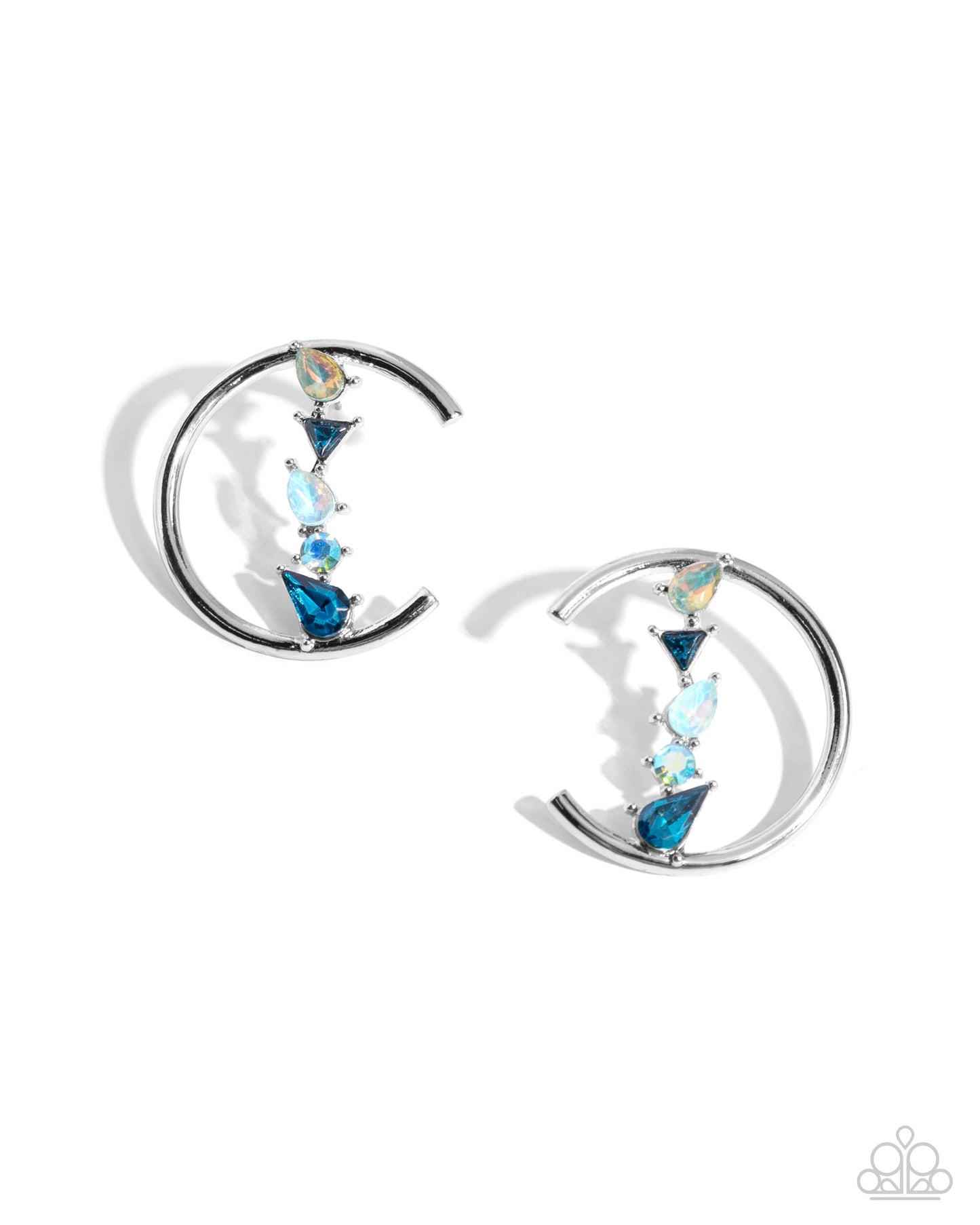 Paparazzi Pronged Patchwork - Blue Post Earrings