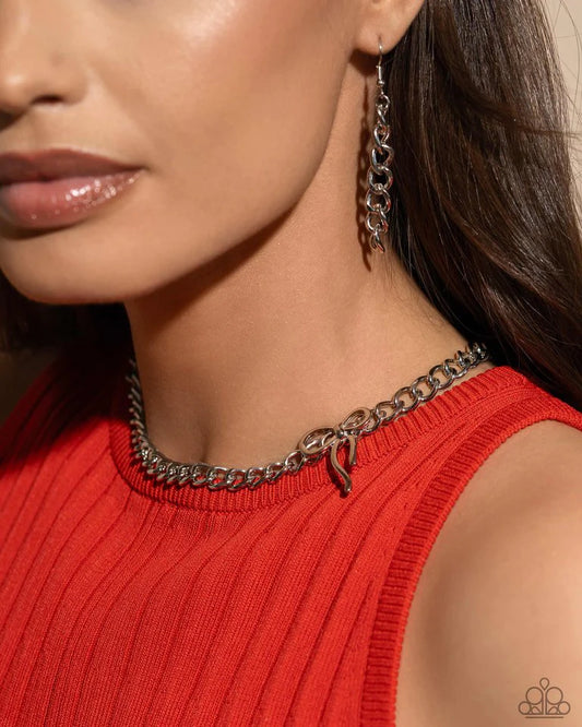 Paparazzi Necklace ~ Leading Loops - Silver