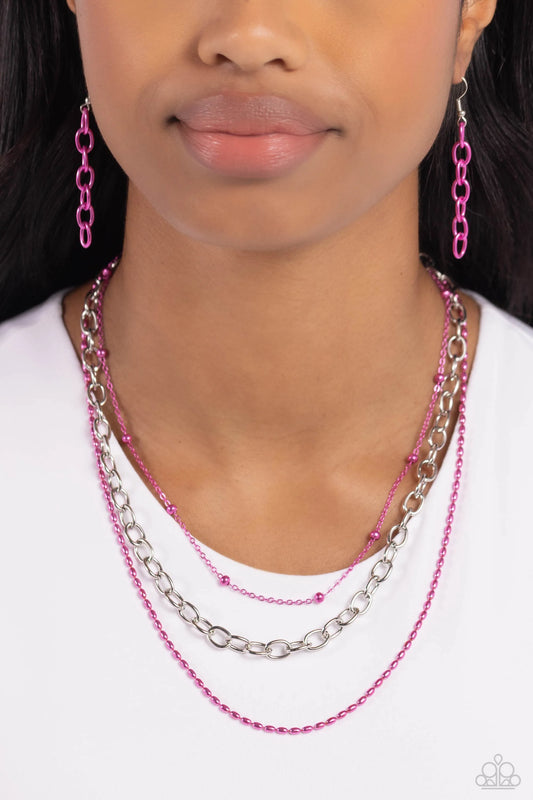Mardi Gras Mayhem - pink - Paparazzi necklace
