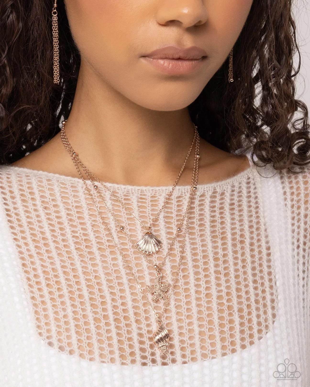 Seashell Sonata - Rose Gold Necklace - Paparazzi Accessories/Paparazzi SHELL, I Was In the Area - Rose Gold Earrings