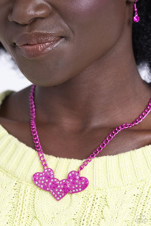 Paparazzi Necklace ~ Low-Key Lovestruck - Pink/Paparazzi Bracelet ~ Lovestruck Lineup - Pink
