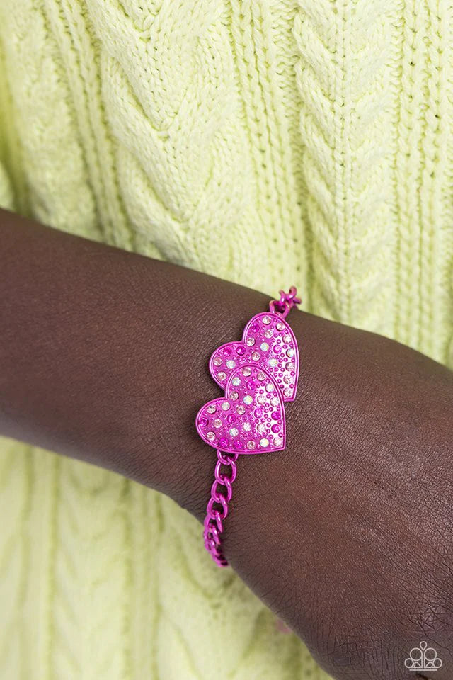 Paparazzi Necklace ~ Low-Key Lovestruck - Pink/Paparazzi Bracelet ~ Lovestruck Lineup - Pink